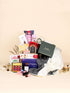 family gift box canada with holiday treats, cozy throw, and Canadian goodies