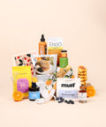Brunch and Munch gift box with doughnut pancake mix, maple syrup, wild blueberry jam, granola and coffee from Canadian small businesses